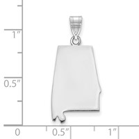 Sterling Silver Rhodium-plated Alabama State Pendant view 3