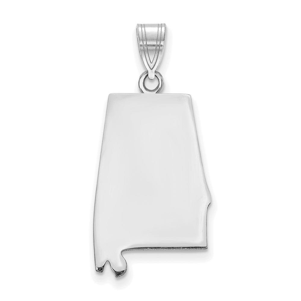 Sterling Silver/Rhodium-plated Alabama State Pendant