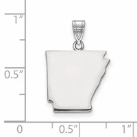 Sterling Silver Rhodium-plated Arkansas State Pendant view 2