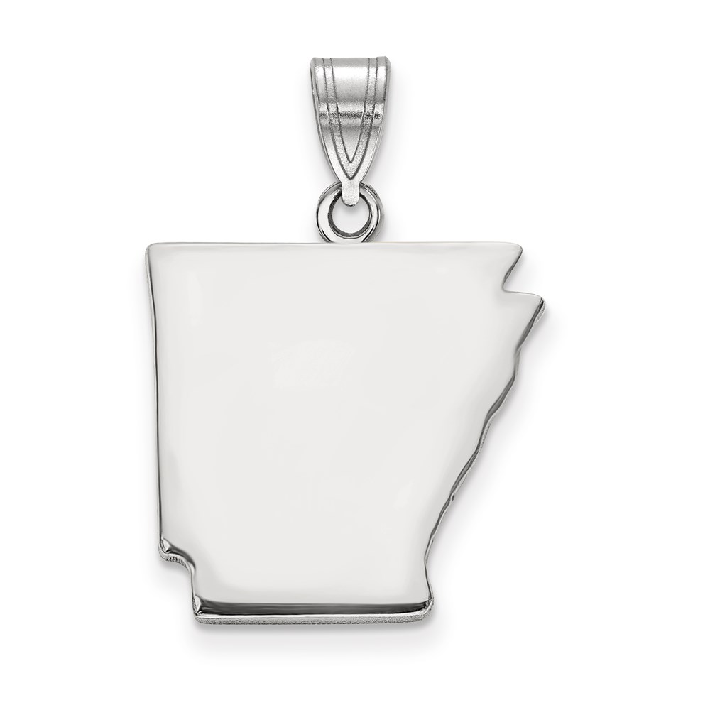 Sterling Silver/Rhodium-plated Arkansas State Pendant