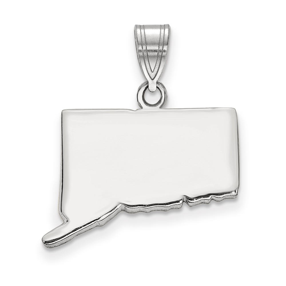 Sterling Silver/Rhodium-plated Connecticut State Pendant