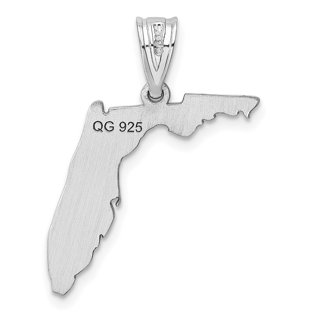 Sterling Silver/Rhodium-plated Florida State Pendant (XNA707SS-FL)