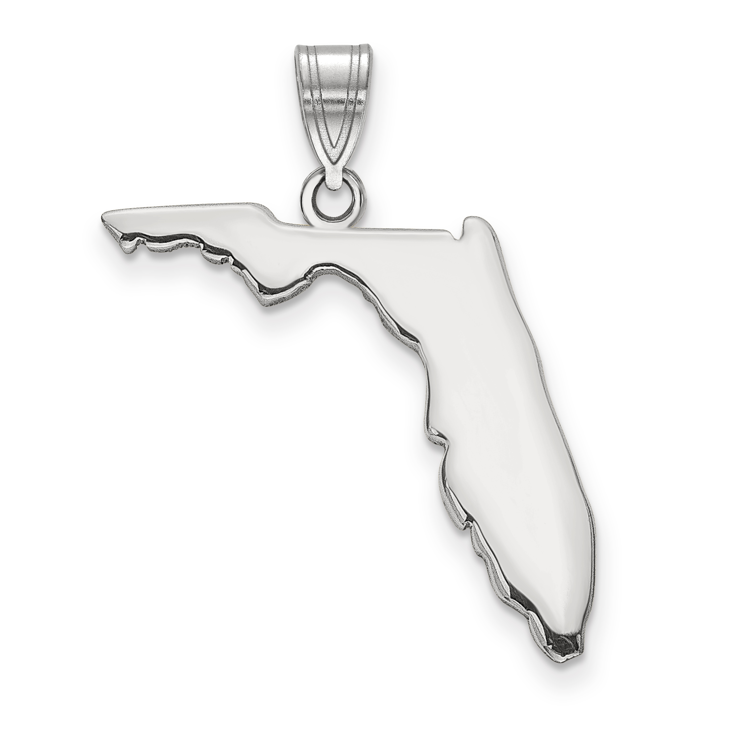 Sterling Silver/Rhodium-plated Florida State Pendant (XNA707SS-FL)