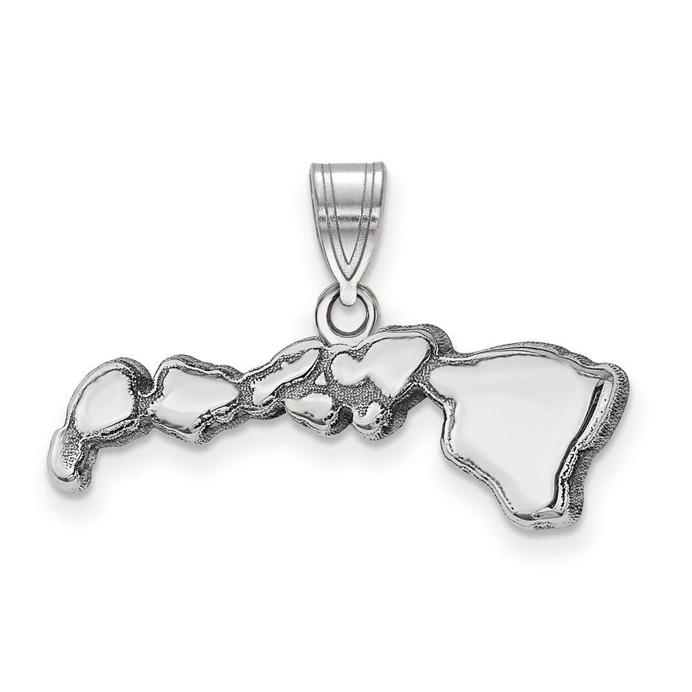 Sterling Silver/Rhodium-plated Hawaii State Pendant