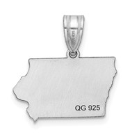 Sterling Silver Rhodium-plated Iowa State Pendant view 4