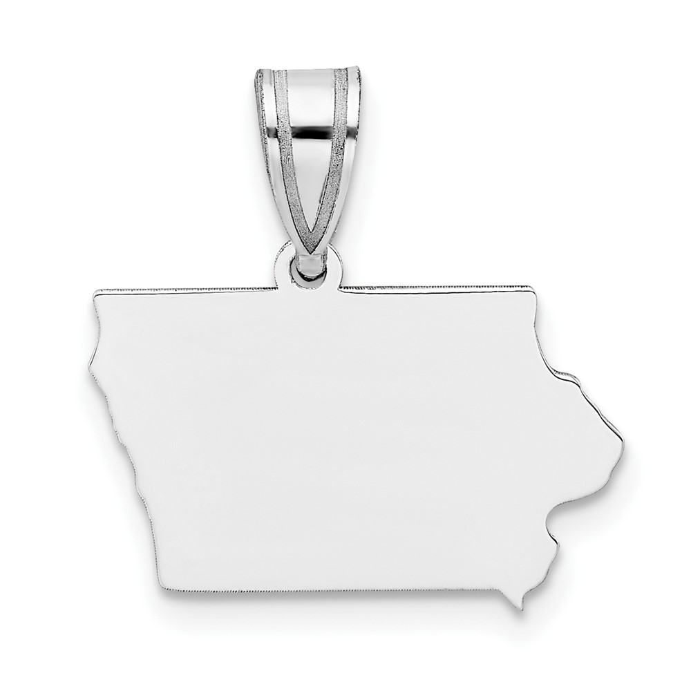 Sterling Silver Rhodium-plated Iowa State Pendant