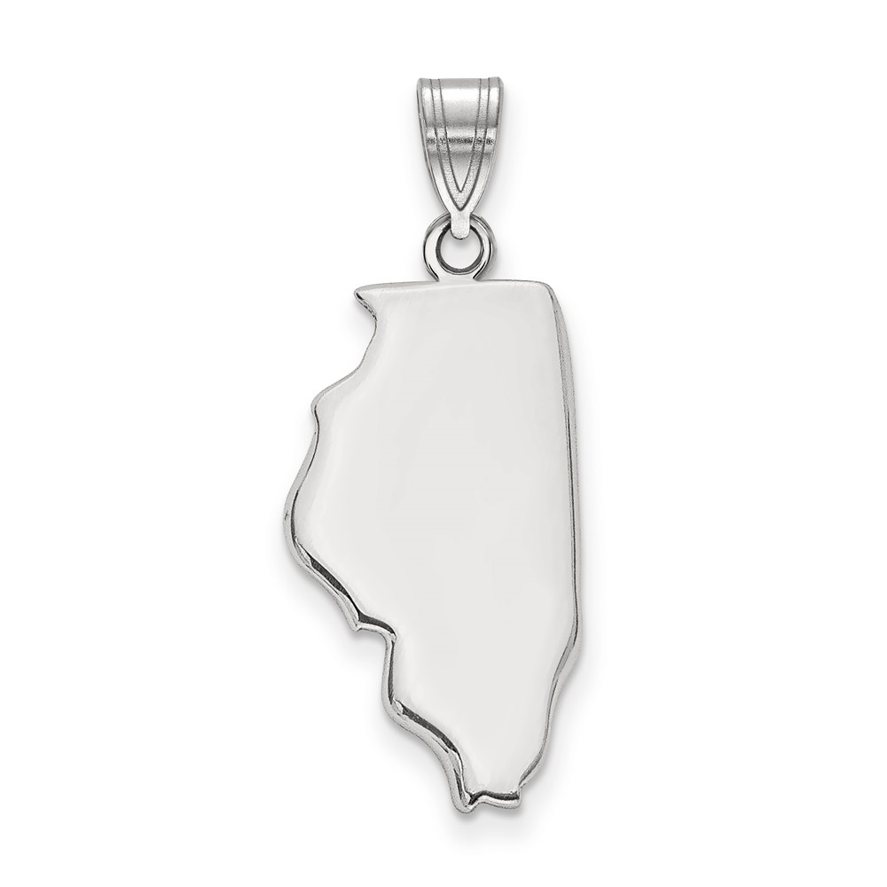 Sterling Silver/Rhodium-plated Illinois State Pendant