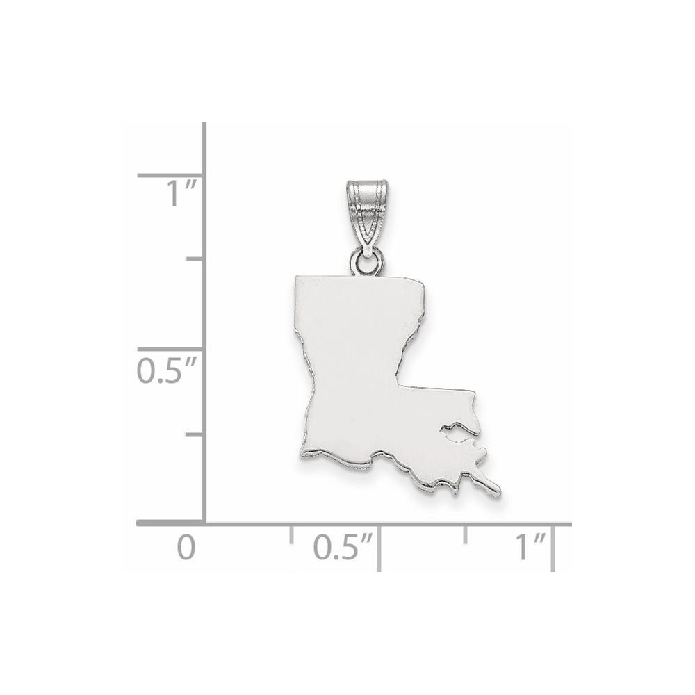 Sterling Silver/Rhodium-plated Louisiana State Pendant (XNA707SS-LA)