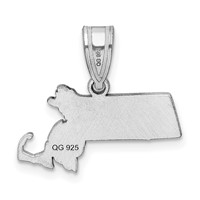 14K White Gold Massachusetts State Pendant view 4