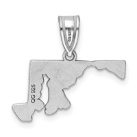 Sterling Silver Rhodium-plated Maryland State Pendant view 4
