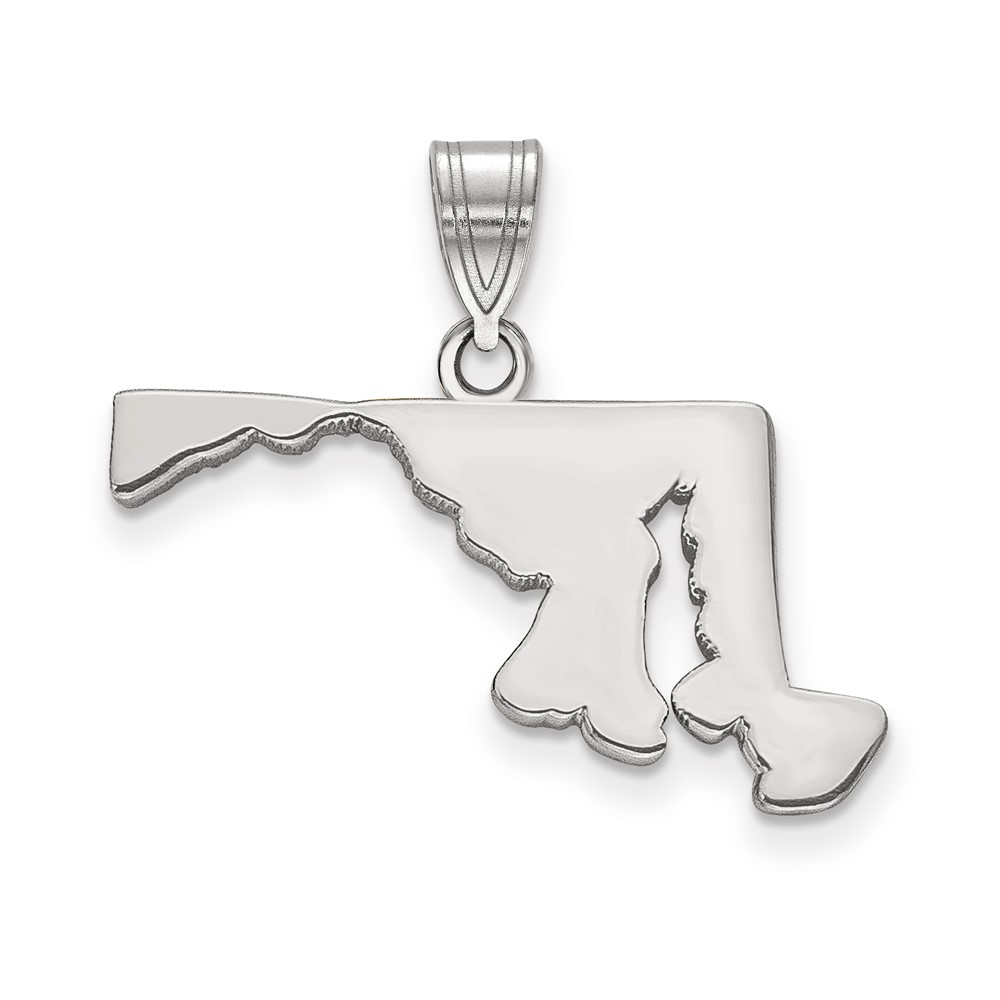 Sterling Silver/Rhodium-plated Maryland State Pendant