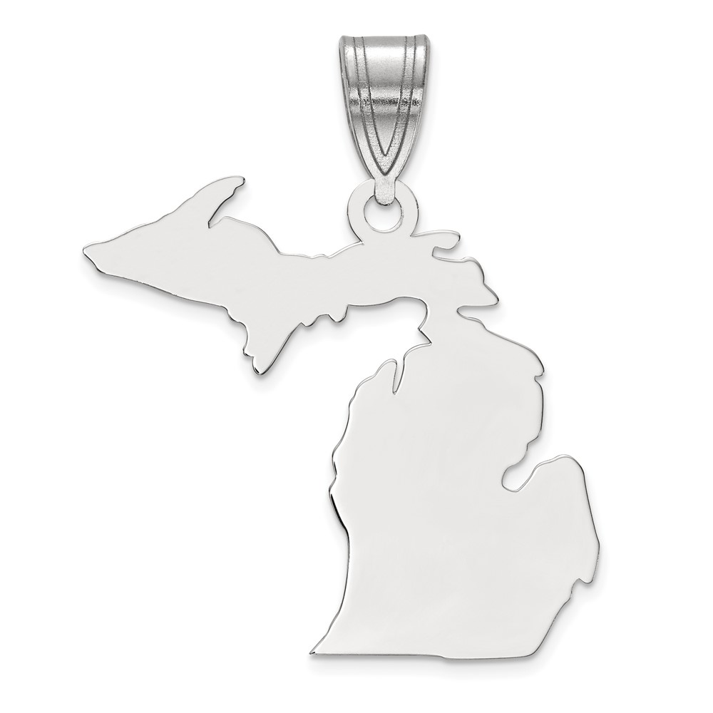Sterling Silver/Rhodium-plated Michigan State Pendant (XNA707SS-MI)