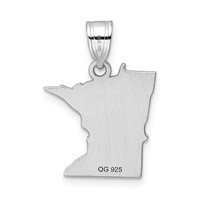 Sterling Silver Rhodium-plated Minnesota State Pendant view 4