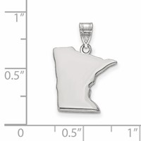 Sterling Silver Rhodium-plated Minnesota State Pendant view 3