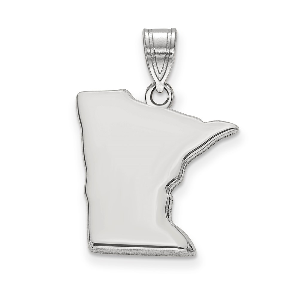 Sterling Silver Rhodium-plated Minnesota State Pendant