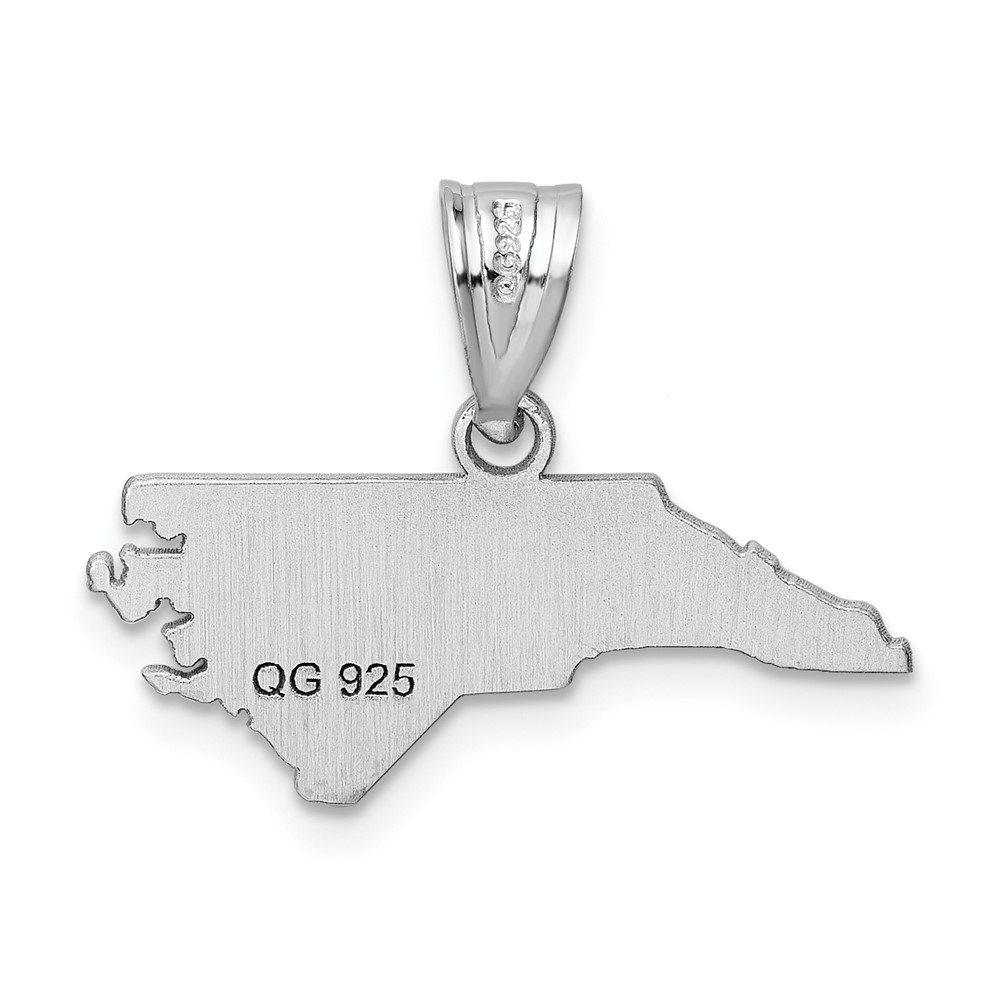 Sterling Silver/Rhodium-plated North Carolina State Pendant (XNA707SS-NC)