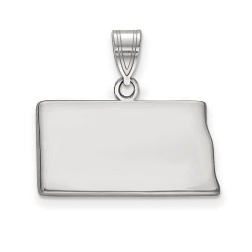 Sterling Silver Rhodium-plated North Dakota State Pendant