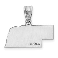 Sterling Silver Rhodium-plated Nebraska State Pendant view 4