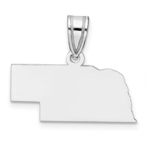 14K White Gold Nebraska State Pendant