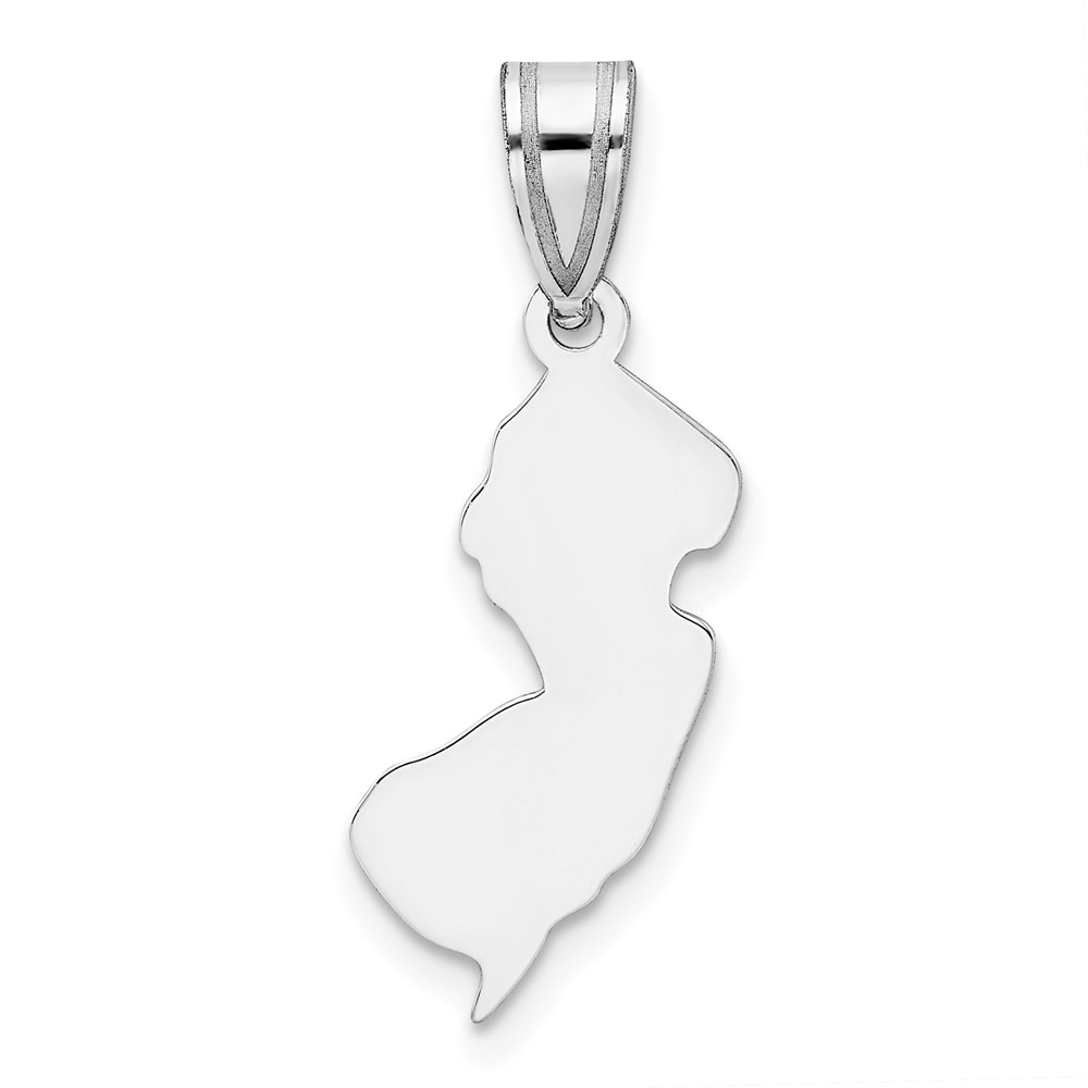 Sterling Silver/Rhodium-plated New Jersey State Pendant