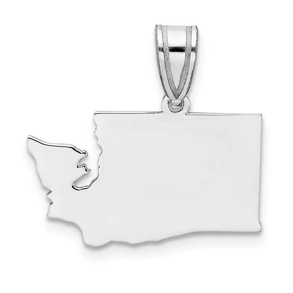 Sterling Silver/Rhodium-plated Washington State Pendant