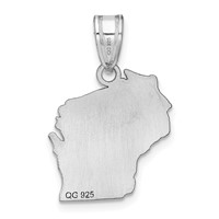 14K White Gold Wisconsin State Pendant view 4