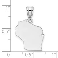 14K White Gold Wisconsin State Pendant view 3