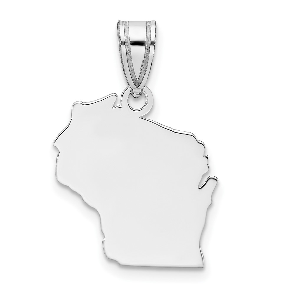 Sterling Silver/Rhodium-plated Wisconsin State Pendant
