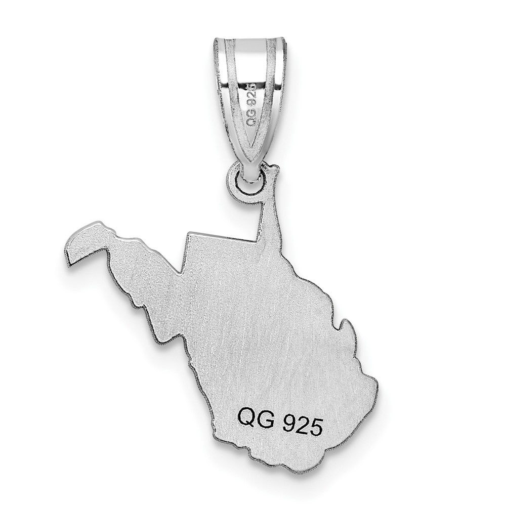 Sterling Silver/Rhodium-plated West Virginia State Pendant (XNA707SS-WV)