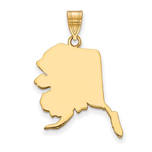 Sterling Silver Gold-plated Alaska State Pendant