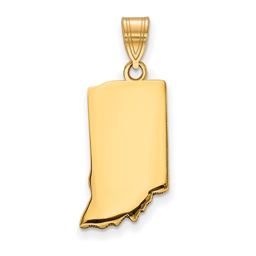 Sterling Silver Gold-plated Indiana State Pendant