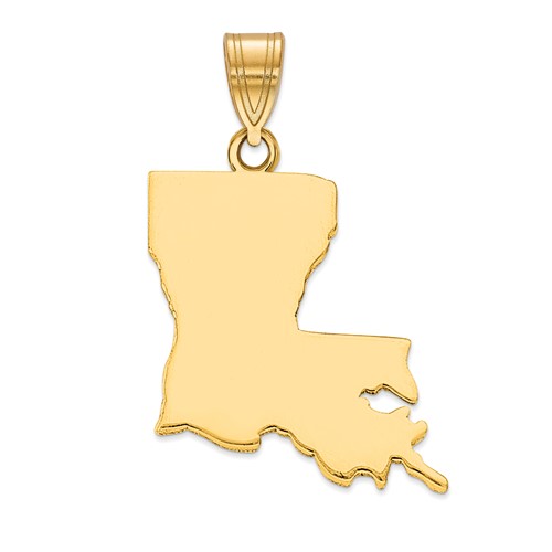 Sterling Silver Gold-plated Louisiana State Pendant