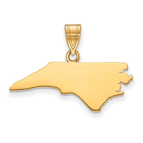 Sterling Silver Gold-plated North Carolina State Pendant