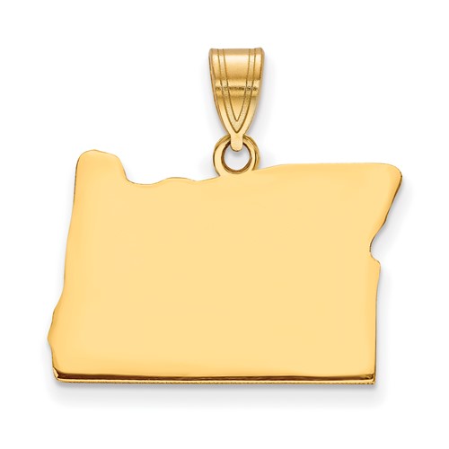 Sterling Silver Gold-plated Oregon State Pendant