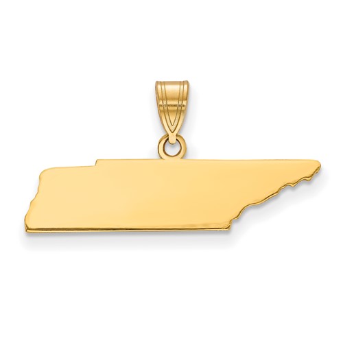 Sterling Silver Gold-plated Tennessee State Pendant