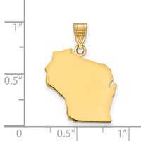 Sterling Silver Gold-plated Wisconsin State Pendant view 2