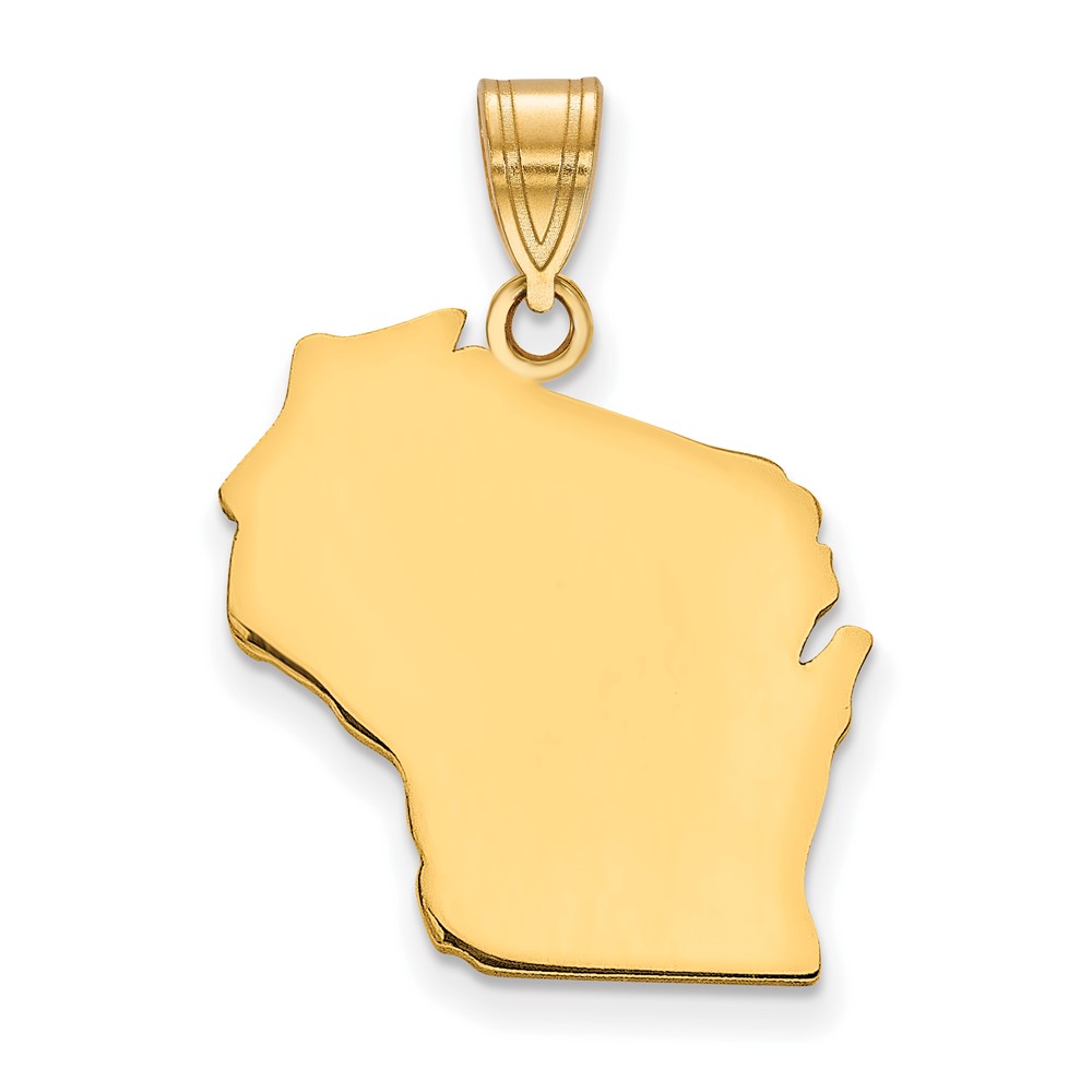 Sterling Silver Gold-plated Wisconsin State Pendant
