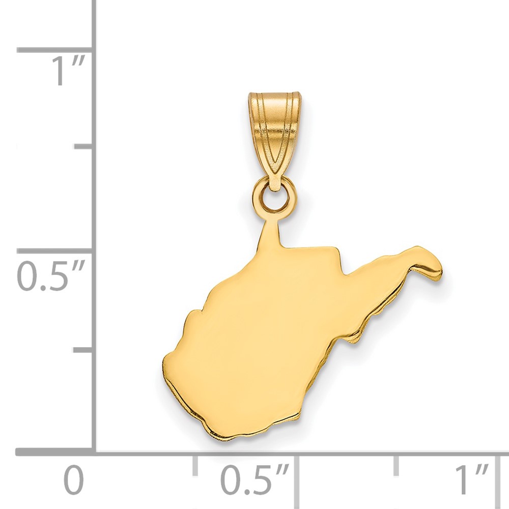 Sterling Silver/Gold-plated West Virginia State Pendant (XNA707GP-WV)