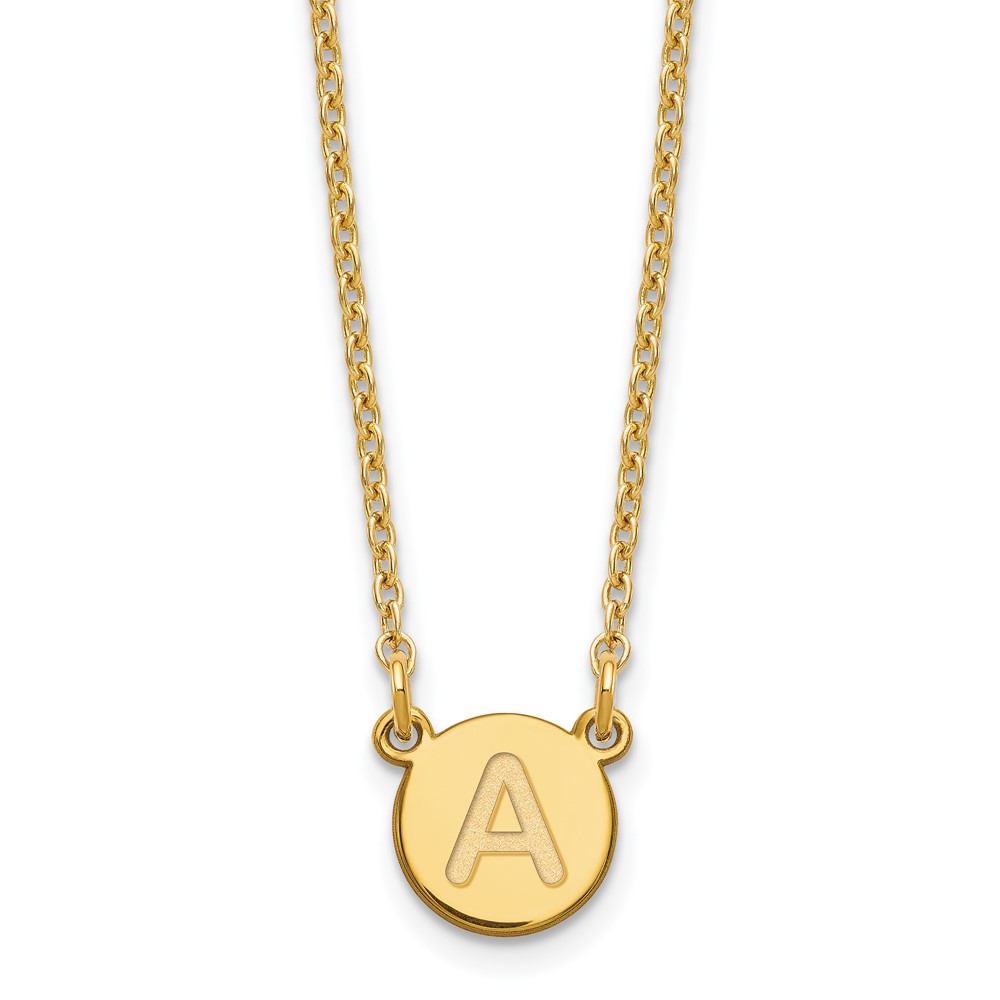 Sterling Silver Gold-plated Tiny Circle Block Letter A Initial Necklace