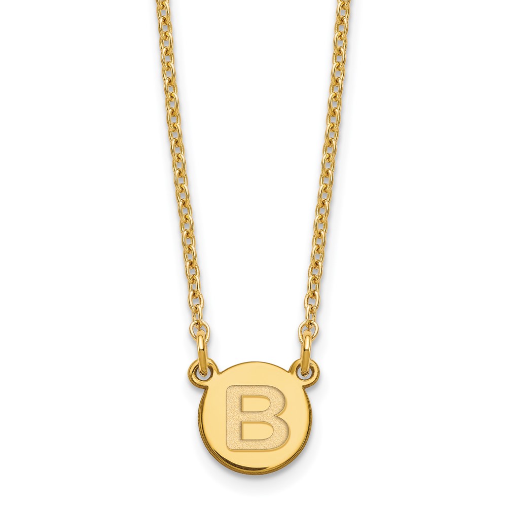 Sterling Silver Gold-plated Tiny Circle Block Letter B Initial Necklace