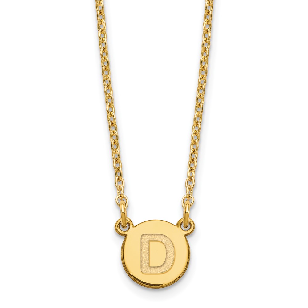 Sterling Silver Gold-plated Tiny Circle Block Letter D Initial Necklace