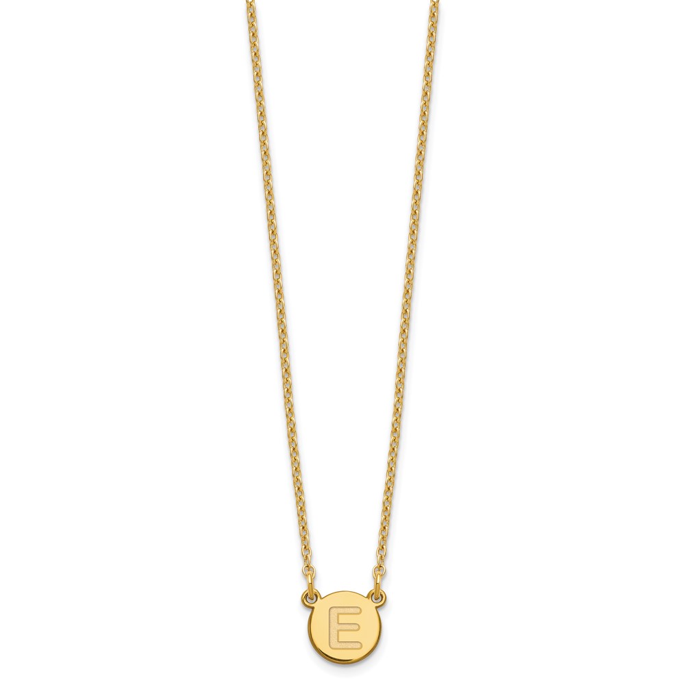 Sterling Silver Gold-plated Tiny Circle Block Letter E Initial Necklace (XNA722GP/E)