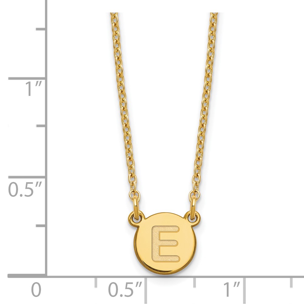 Sterling Silver Gold-plated Tiny Circle Block Letter E Initial Necklace (XNA722GP/E)