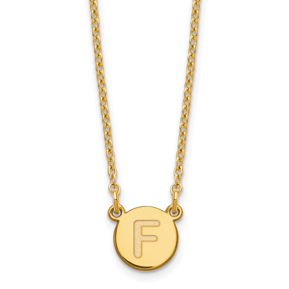 Sterling Silver Gold-plated Tiny Circle Block Letter F Initial Necklace