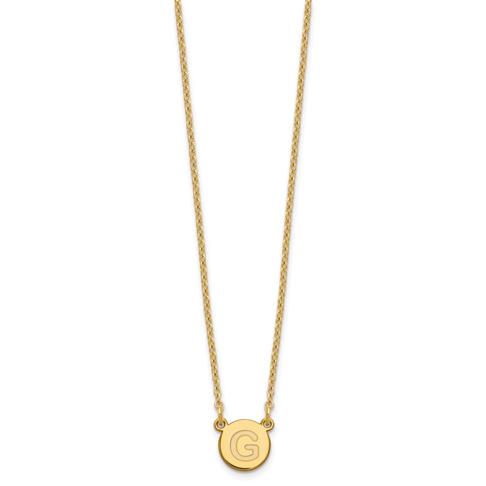 Sterling Silver Gold-plated Tiny Circle Block Letter G Initial Necklace (XNA722GP/G)