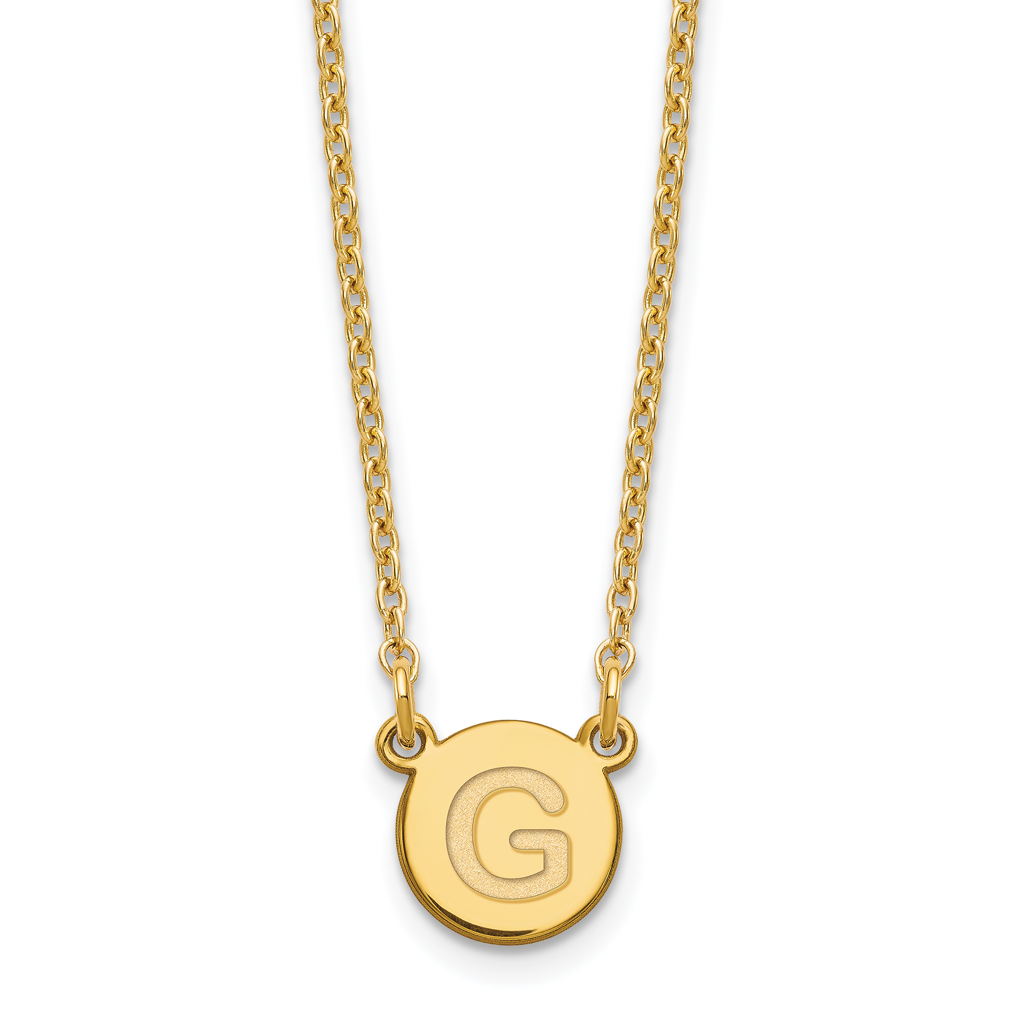 Sterling Silver Gold-plated Tiny Circle Block Letter G Initial Necklace (XNA722GP/G)