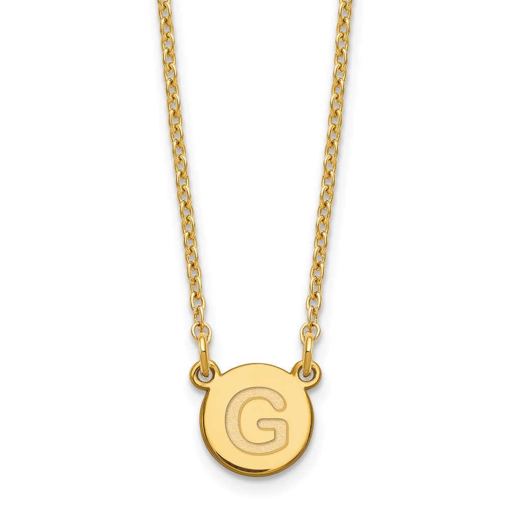 Sterling Silver Gold-plated Tiny Circle Block Letter G Initial Necklace