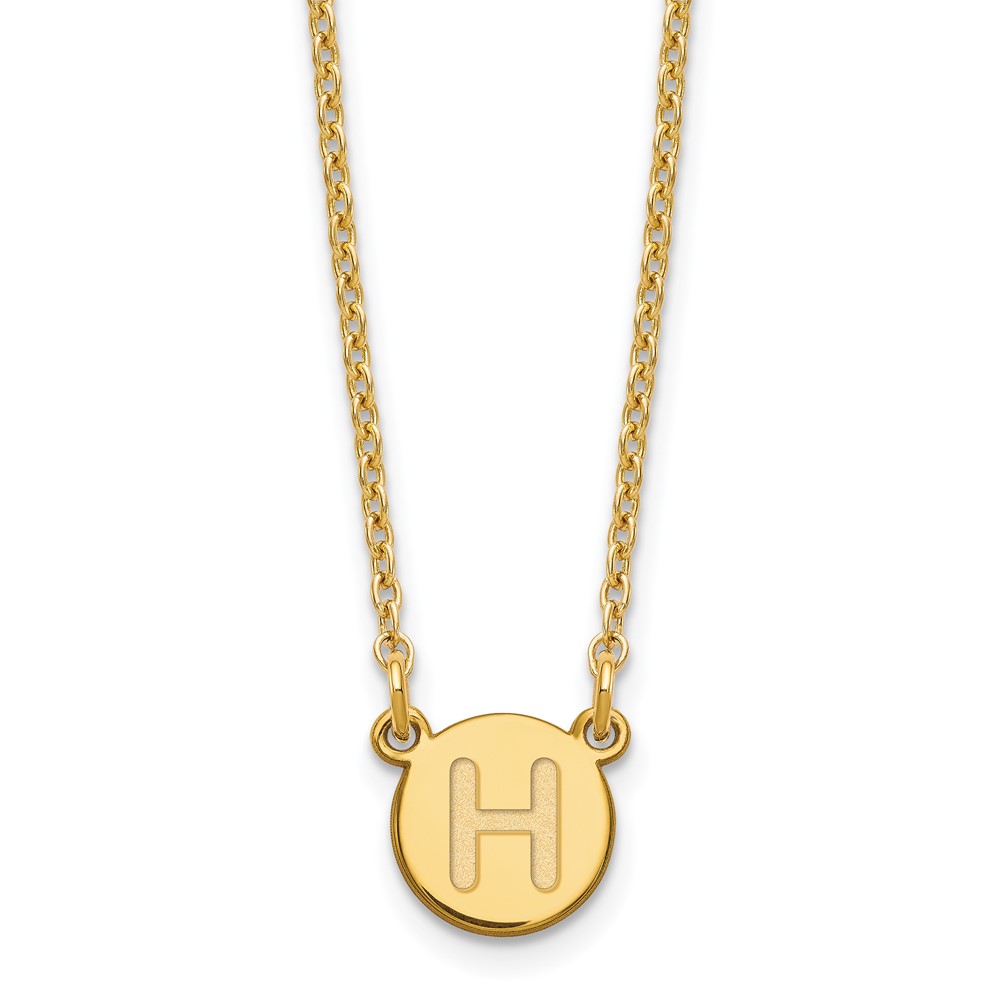 Sterling Silver Gold-plated Tiny Circle Block Letter H Initial Necklace