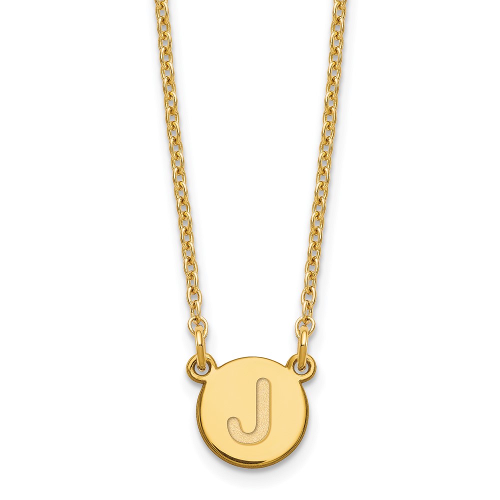 Sterling Silver Gold-plated Tiny Circle Block Letter J Initial Necklace