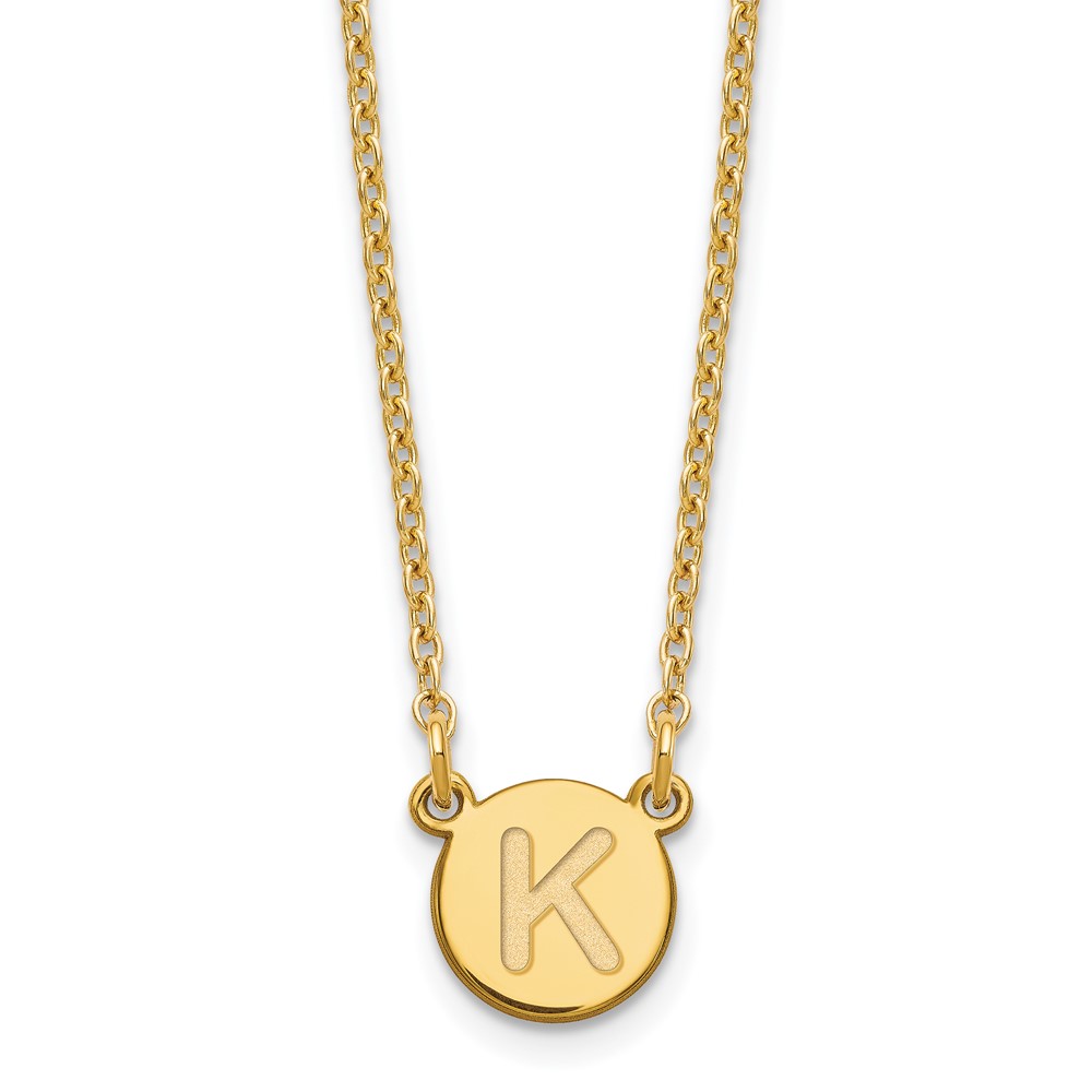 Sterling Silver Gold-plated Tiny Circle Block Letter K Initial Necklace